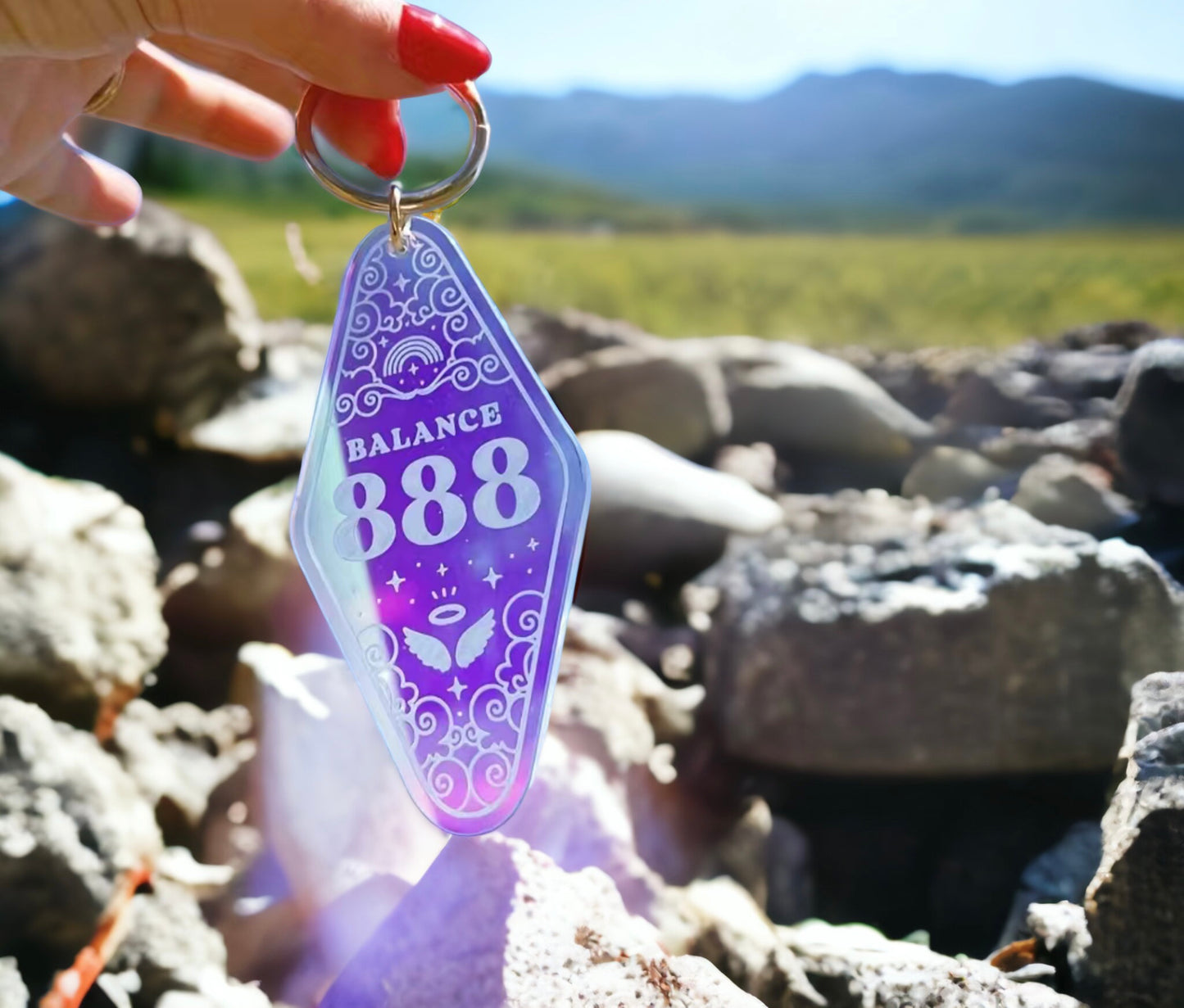 Holographic Angel Number Keychain